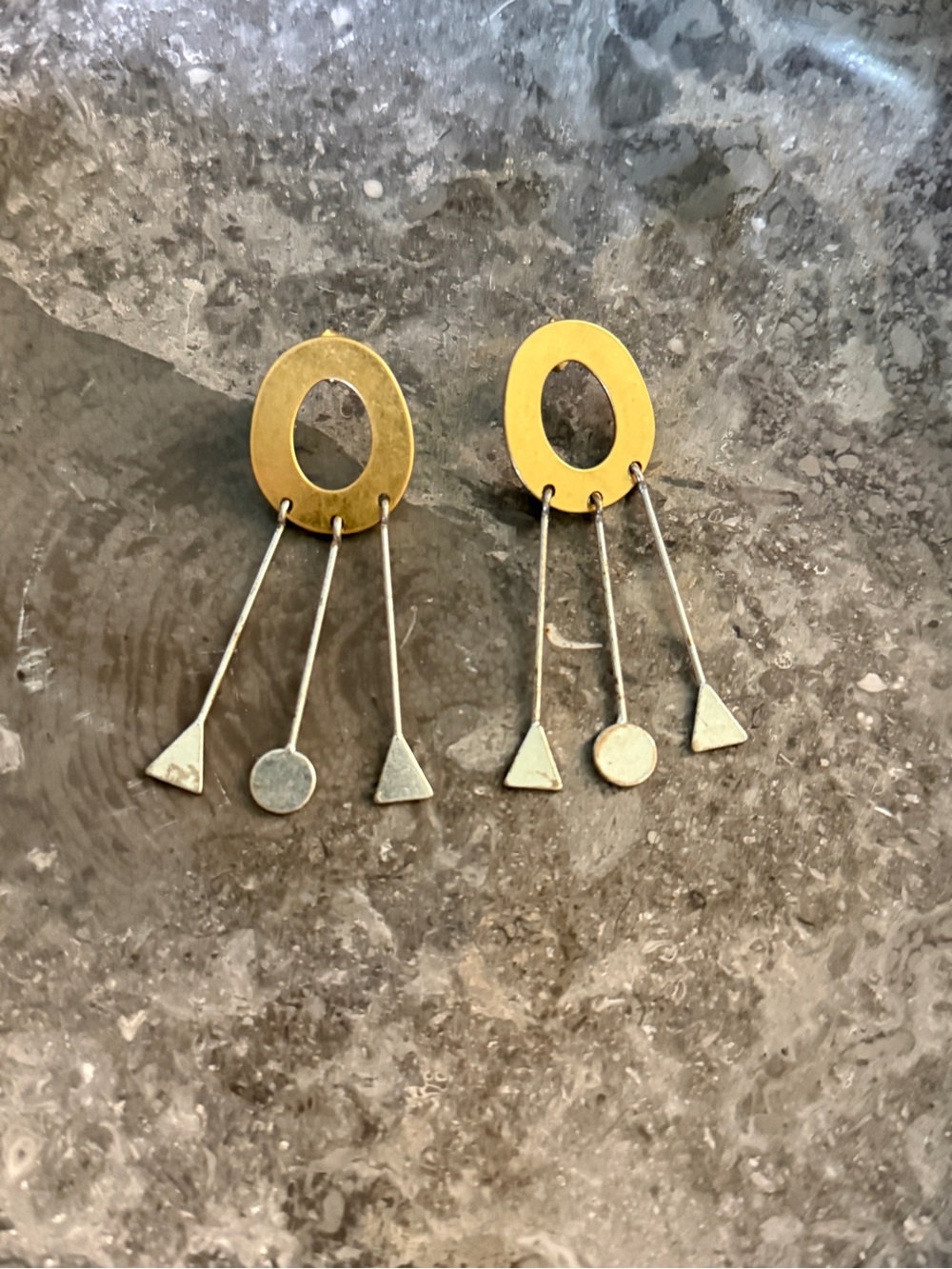 Madewell Gold and Silver Tone Geometric Drop Earrings